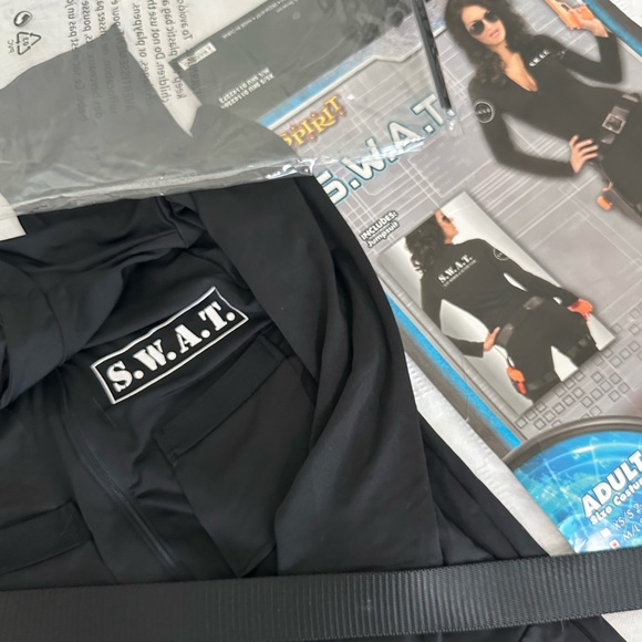 Halloween S.W.A.T. Costume Black Jumpsuit and Belt. Like New! - Picture 4 of 16